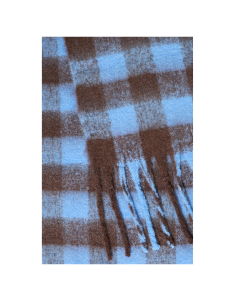 ICHI Manuella Scarf in Blue & Brown Plaid by ICHI