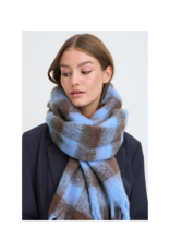 ICHI Manuella Scarf in Blue & Brown Plaid by ICHI
