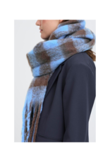 ICHI Manuella Scarf in Blue & Brown Plaid by ICHI