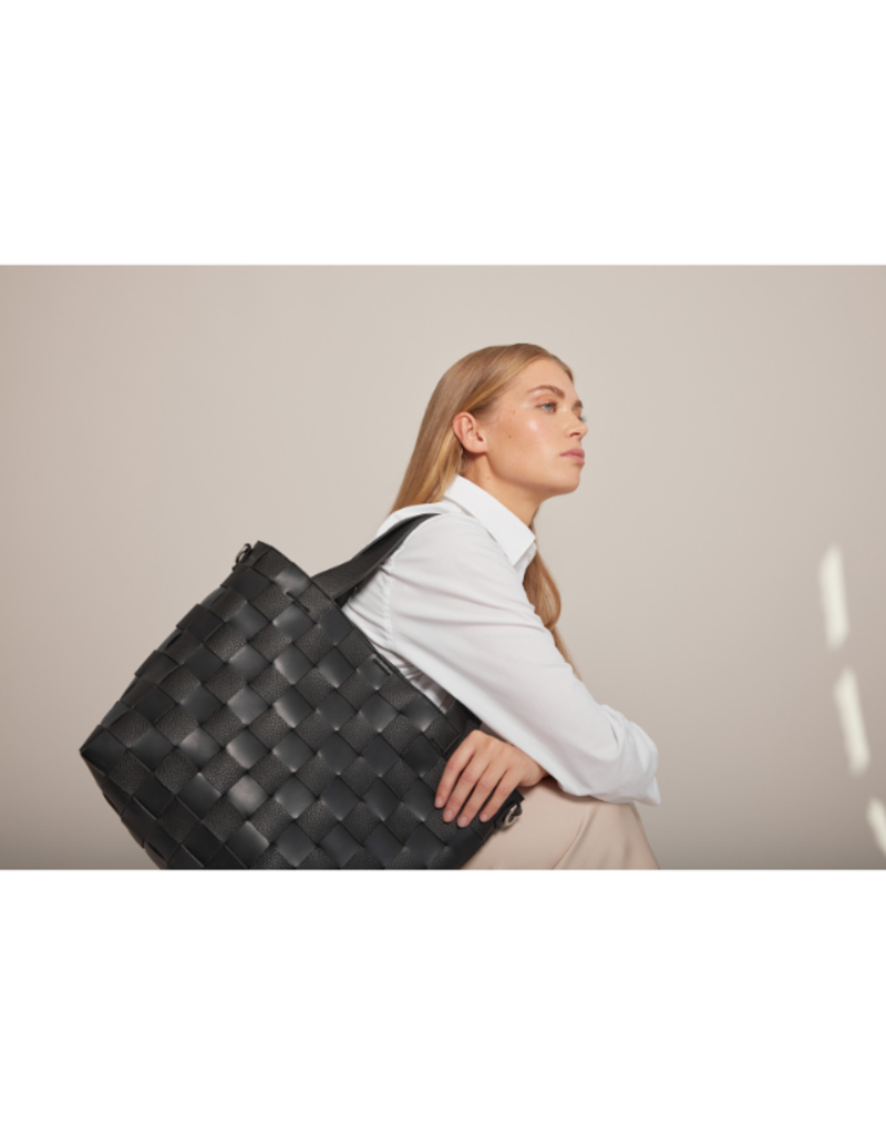 Ilse Jacobsen Square Braid Tote Bag in Black by Ilse Jacobsen