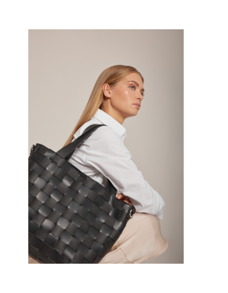 Ilse Jacobsen Square Braid Tote Bag in Black by Ilse Jacobsen