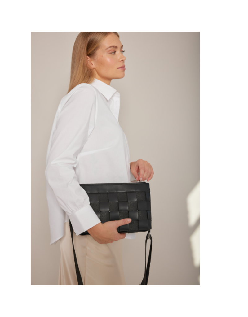 Ilse Jacobsen Square Horizontal Braid Shoulder Bag in Black by Ilse Jacobsen