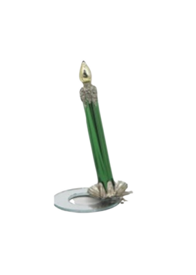 Glass Green Candle Tree Clip Ornament