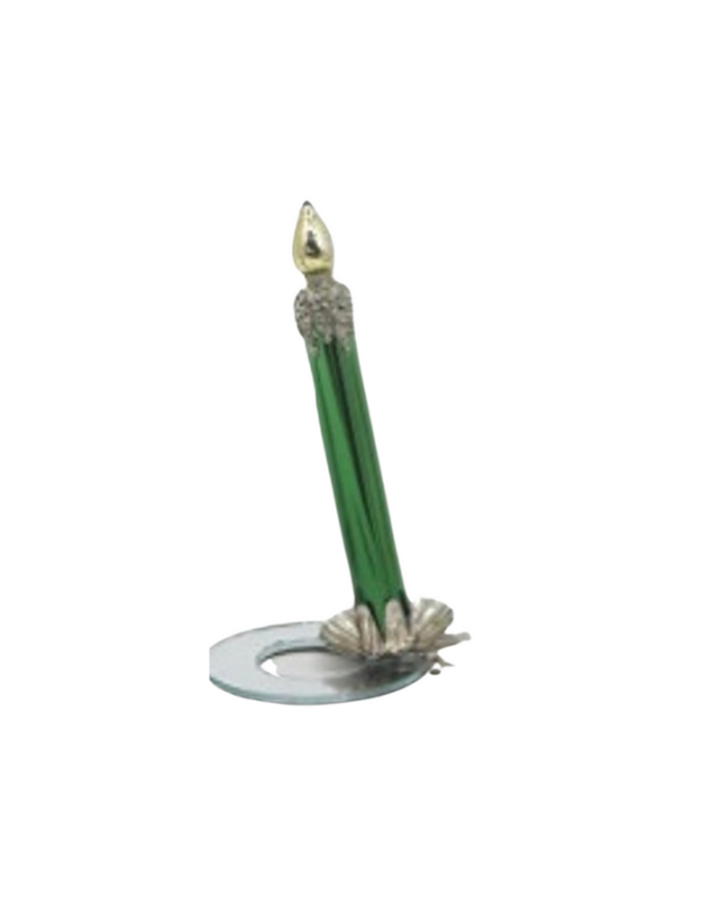Glass Green Candle Tree Clip Ornament