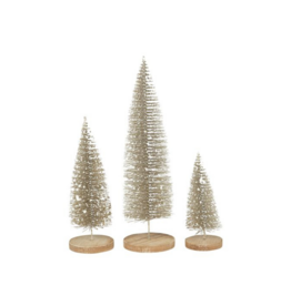 Bristle Tree With Snow On Wood Base