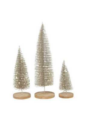 Bristle Tree With Snow On Wood Base