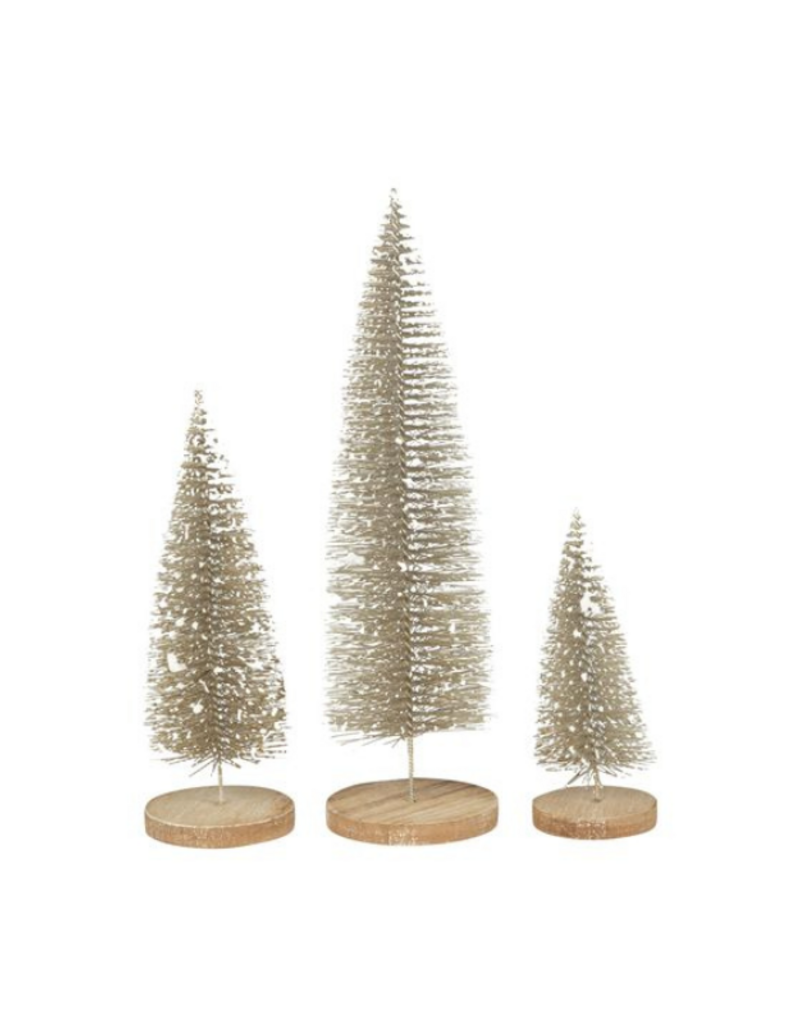 Bristle Tree With Snow On Wood Base