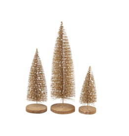 Gold Bristle Tree On Wood Base
