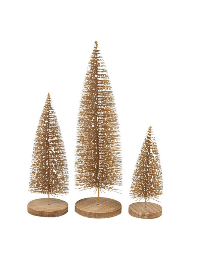 Gold Bristle Tree On Wood Base