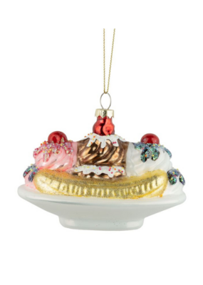 Glass Banana Split Ornament