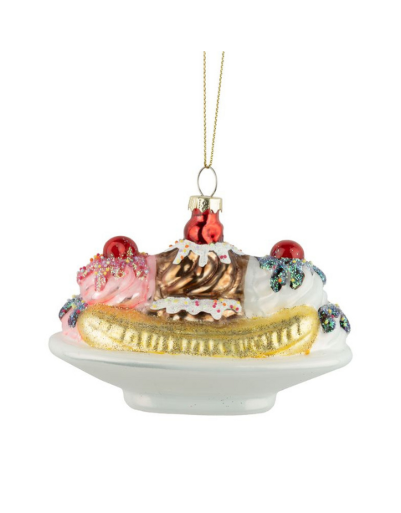 Glass Banana Split Ornament
