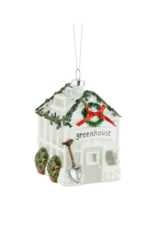 White Glass Greenhouse Ornament