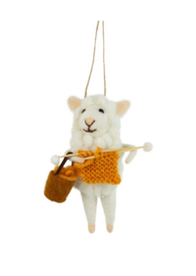 Felt Knitting Sheep Ornament