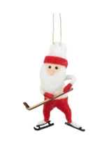 Felt Santa Playing Hockey Ornament