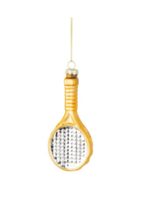 Glass Gold And Silver Tennis Racket Ornament