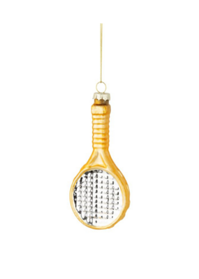 Glass Gold And Silver Tennis Racket Ornament