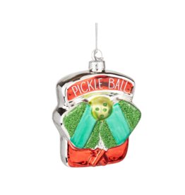 Glass Pickle Ball Ornament