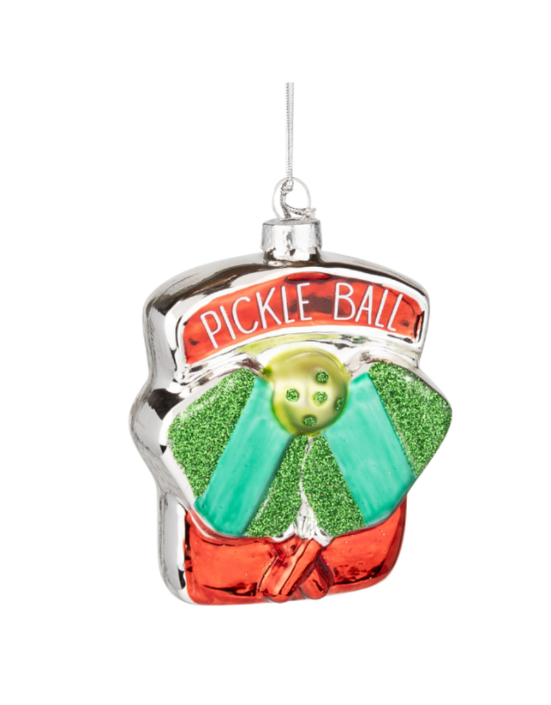 Glass Pickle Ball Ornament