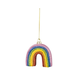 Glass Glitter Rainbow Ornament