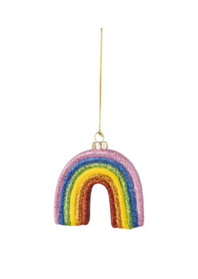 Glass Glitter Rainbow Ornament