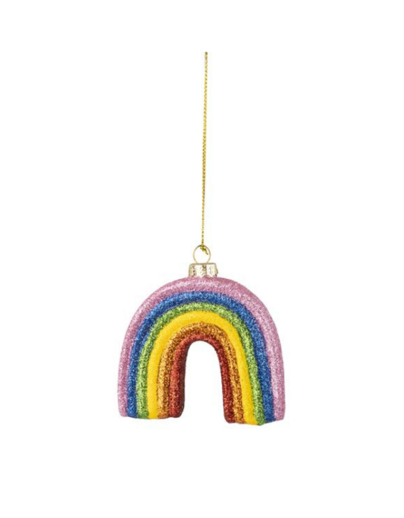 Glass Glitter Rainbow Ornament