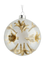 Clear Glass Trumpet Ball With Gold Glitter Ornament