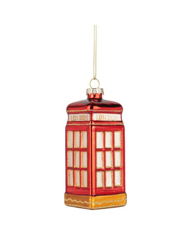 Glass London Phone Box Ornament