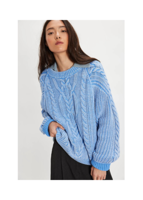 Free People Frankie Cable Sweater in Sky by Free People