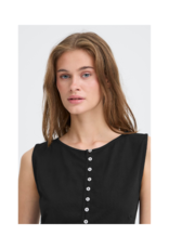 ICHI Sari Sleeveless Button Top in Black by ICHI