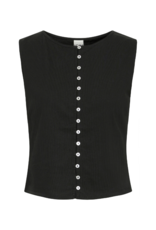 ICHI Sari Sleeveless Button Top in Black by ICHI