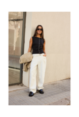 ICHI Sari Sleeveless Button Top in Black by ICHI