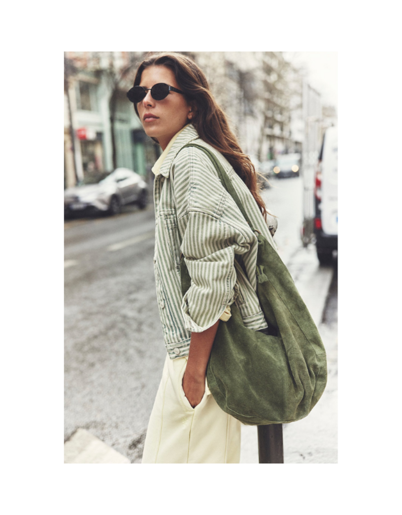 Free People Roma Suede Tote in Olive Moss by Free People