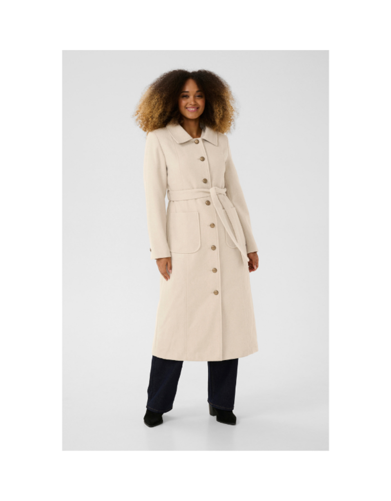 Cream Clara Long Coat in Ancient Scroll by Cream