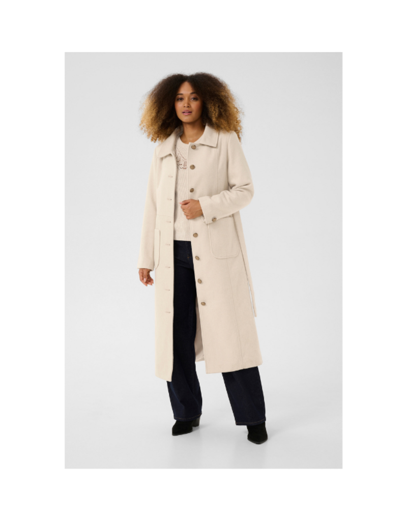 Cream Clara Long Coat in Ancient Scroll by Cream