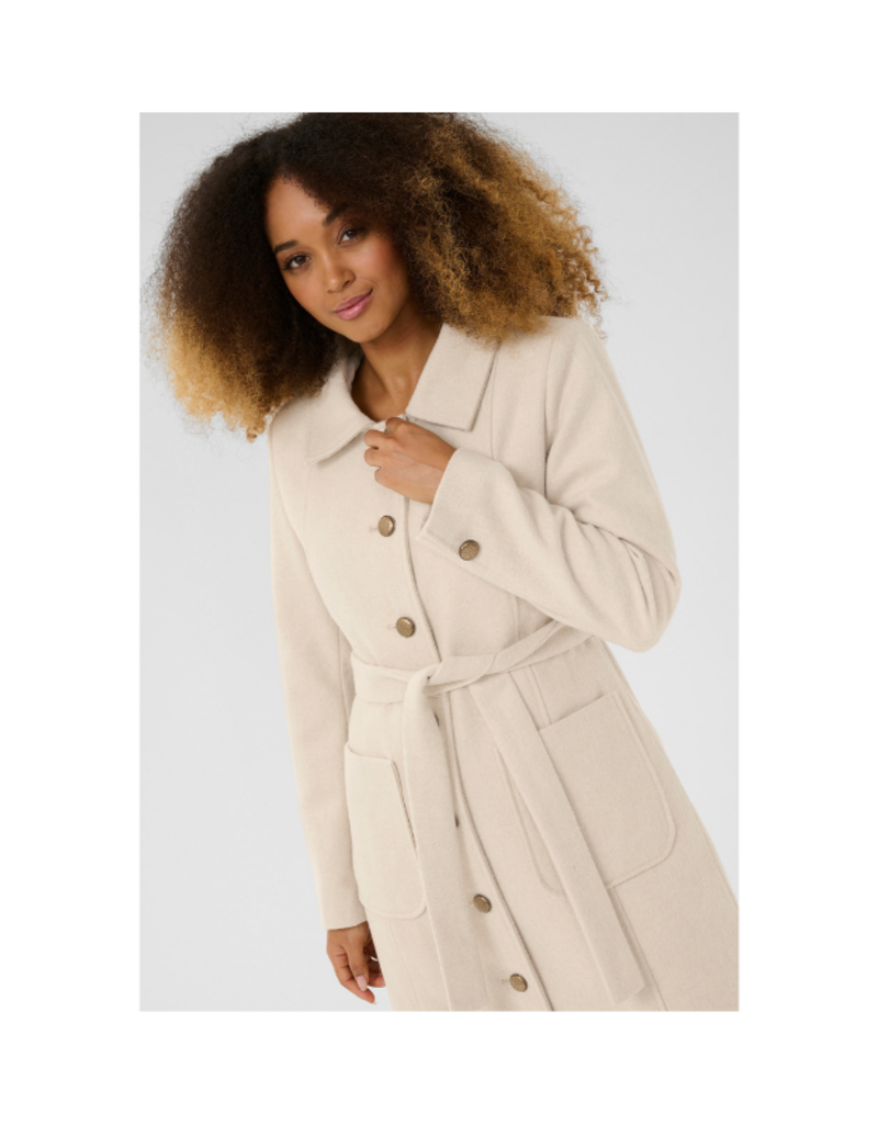 Cream Clara Long Coat in Ancient Scroll by Cream