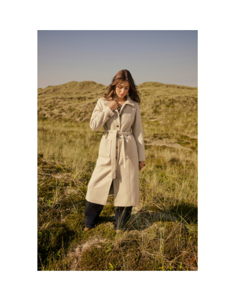 Cream Clara Long Coat in Ancient Scroll by Cream