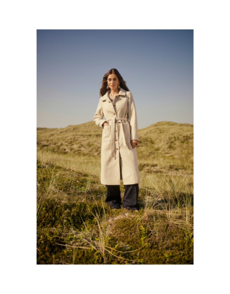 Cream Clara Long Coat in Ancient Scroll by Cream