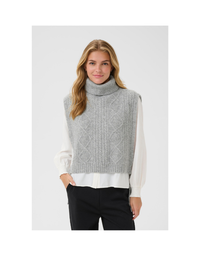 Cream Frina Knit Slipover in Grey Melange by Cream