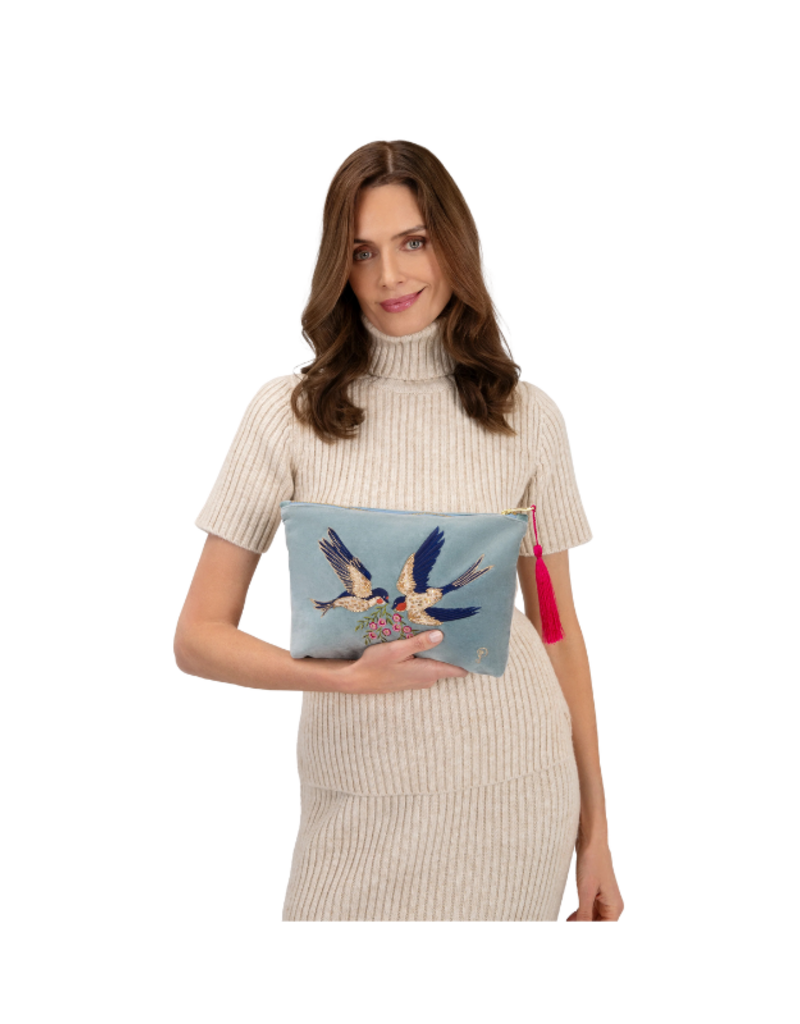 Powder Design Swooping Swall Velvet Zip Pouch by Powder