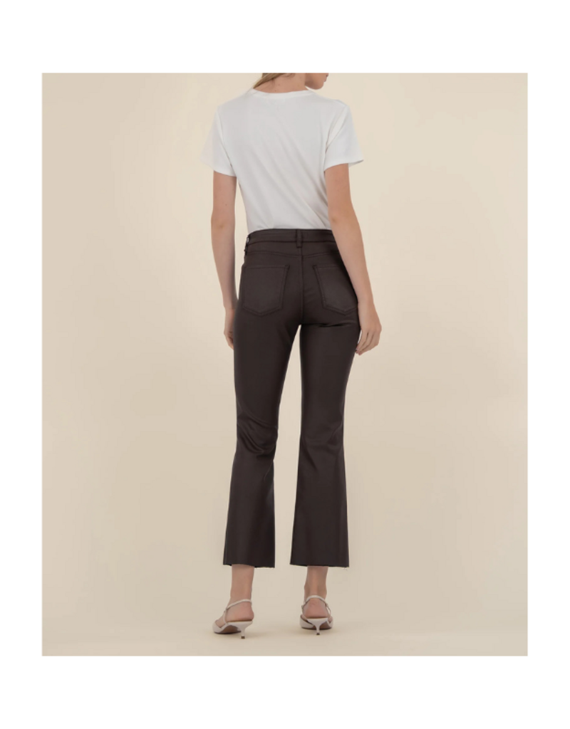 Kut from the Kloth Kelsey Coated High Rise Ankle Flare in Chocolate by Kut from the Kloth