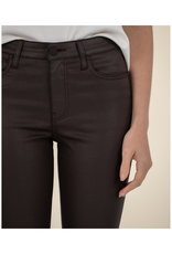 Kut from the Kloth Kelsey Coated High Rise Ankle Flare in Chocolate by Kut from the Kloth