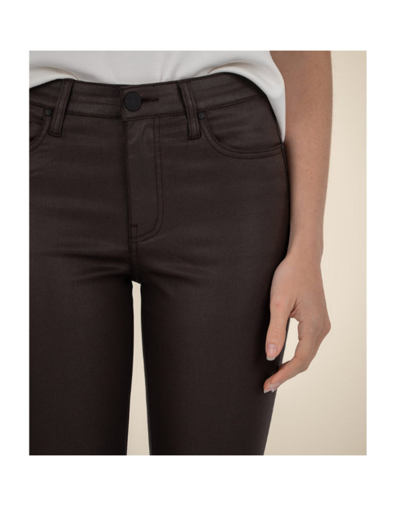 Kut from the Kloth Kelsey Coated High Rise Ankle Flare in Chocolate by Kut from the Kloth