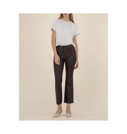 Kut from the Kloth Kelsey Coated High Rise Ankle Flare in Chocolate by Kut from the Kloth