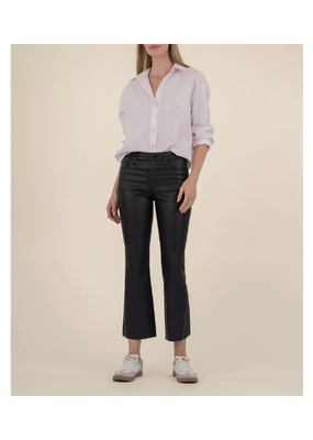 Kut from the Kloth Kelsey Coated High Rise Ankle Flare in Black by Kut from the Kloth