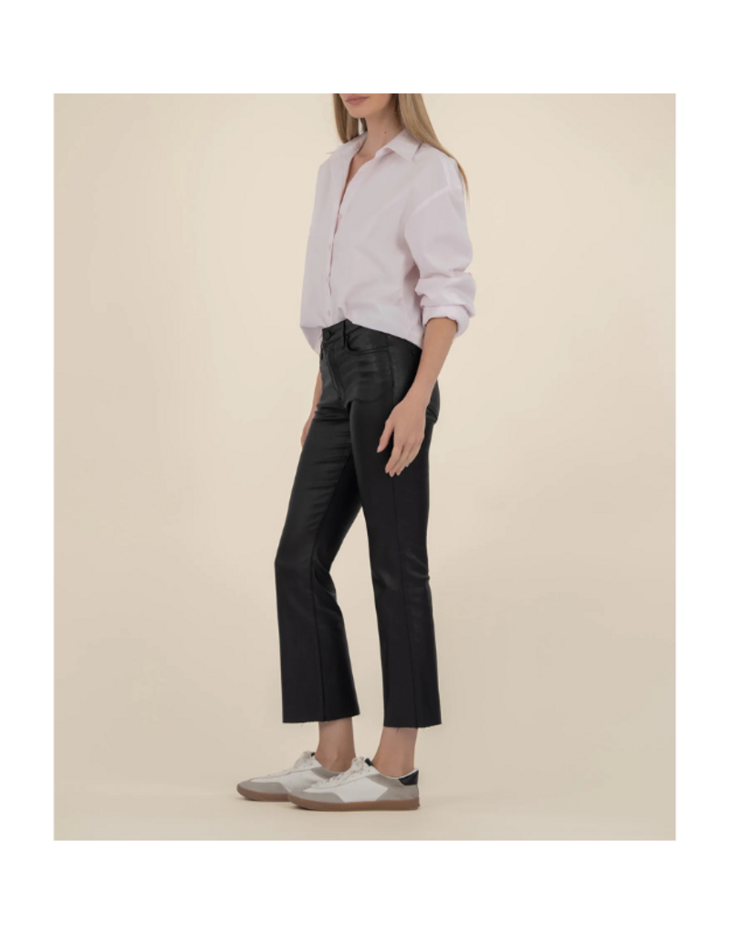 Kut from the Kloth Kelsey Coated High Rise Ankle Flare in Black by Kut from the Kloth