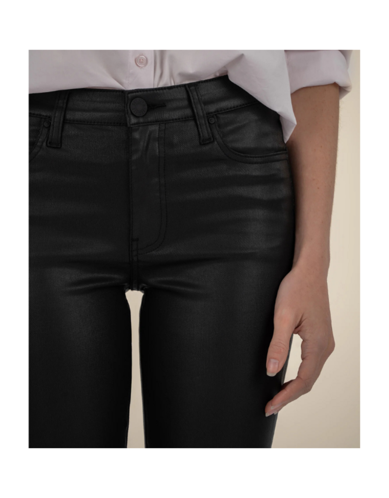 Kut from the Kloth Kelsey Coated High Rise Ankle Flare in Black by Kut from the Kloth