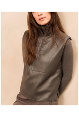 YAYA Faux Leather Sleeveless Top in Dark Taupe Grey by YAYA
