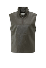 YAYA Faux Leather Sleeveless Top in Dark Taupe Grey by YAYA