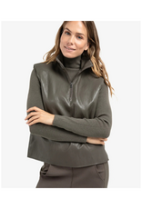 YAYA Faux Leather Sleeveless Top in Dark Taupe Grey by YAYA