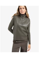 YAYA Faux Leather Sleeveless Top in Dark Taupe Grey by YAYA